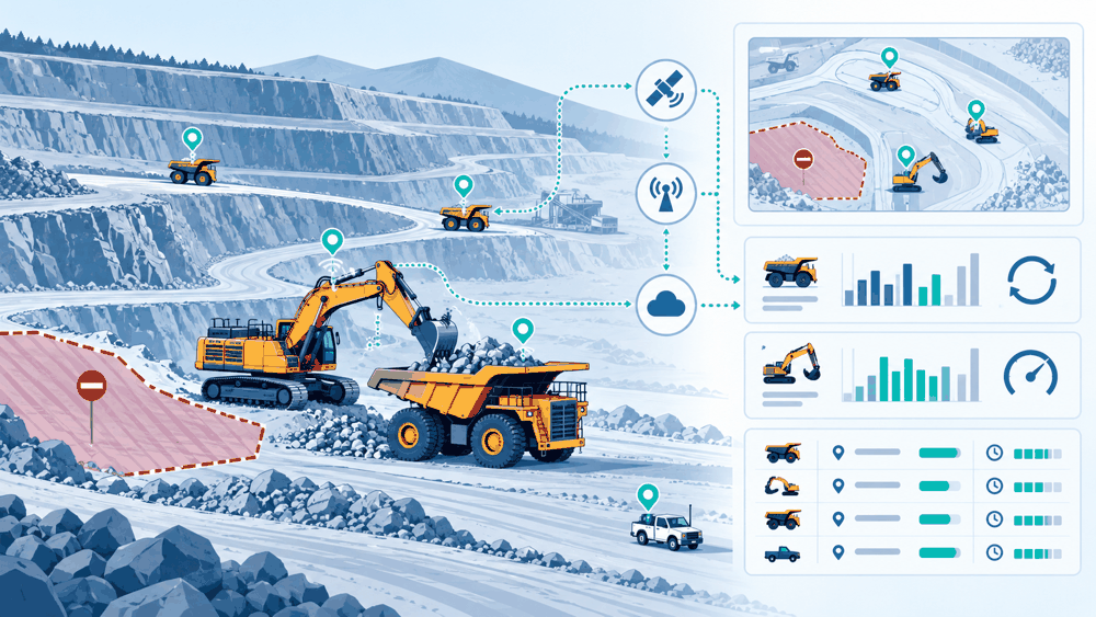 Excavator and haul truck telemetry connected to load-cycle and equipment monitoring